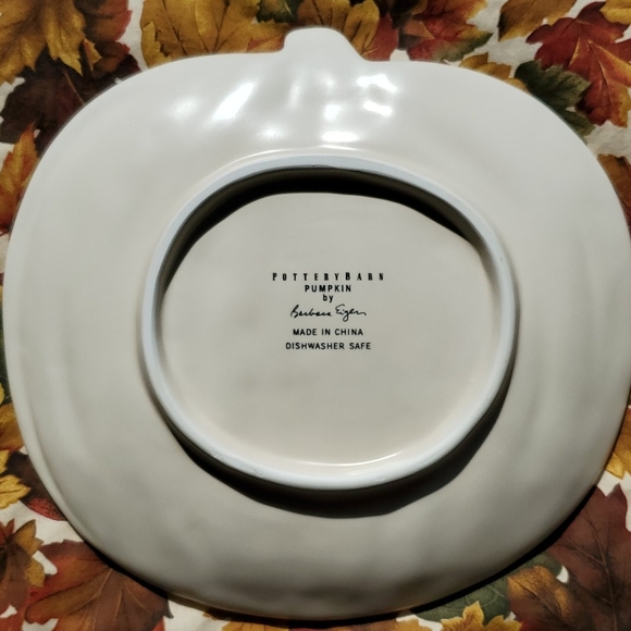 3 Pottery Barn White Pumpkin Plates - Picture 2 of 6